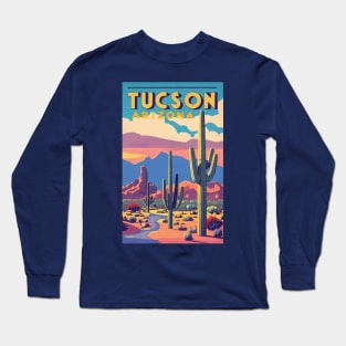 A Vintage Travel Art of Tucson - Arizona - US Long Sleeve T-Shirt